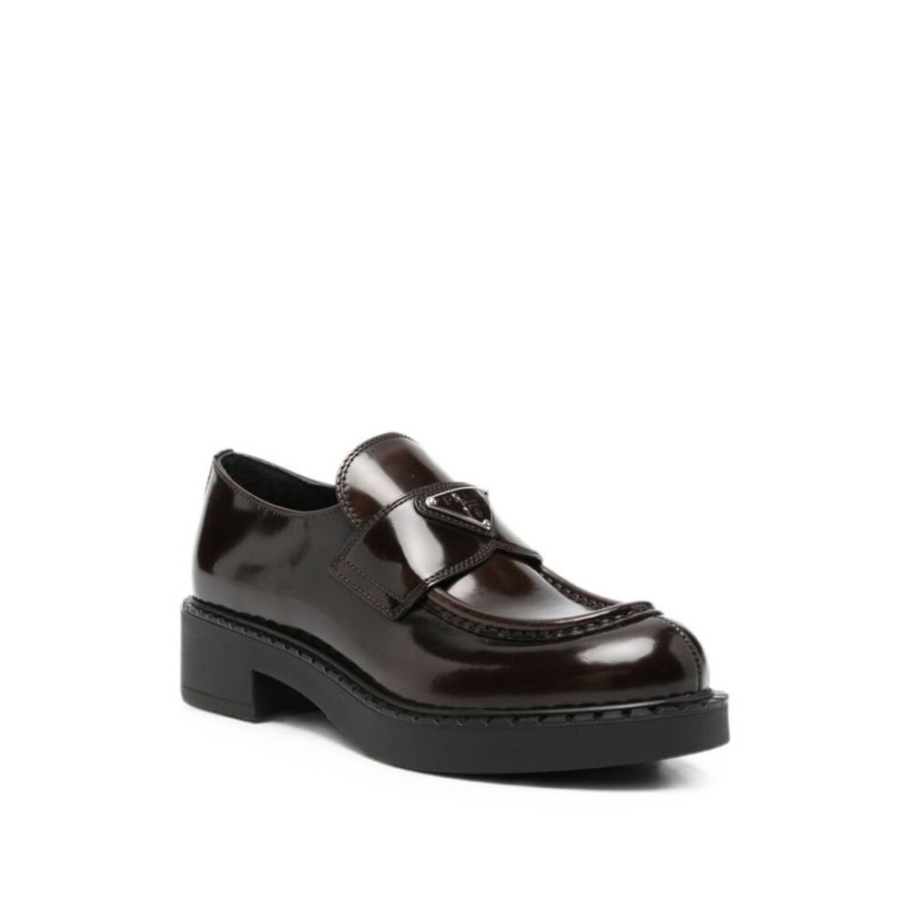 Prada Women Chocolate Leather Loafers - Picture 4 of 4